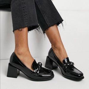 Black patent heel loafers